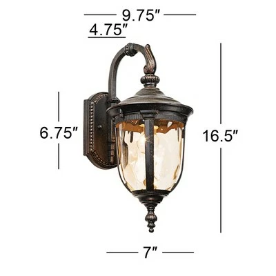 John Timberland Outdoor Wall Light Fixture Bronze 16 1/2" Hammered Glass Sconce for House Deck Patio Porch 9 John Timberland Outdoor Wall Light Fixture Bronze 16 1/2" Hammered Glass Sconce for House Deck Patio Porch - Image 7