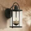 John Timberland Farmhouse Outdoor Wall Light Fixture Black Brass 17" Clear Glass for Exterior House Porch Patio Outside Entryway
