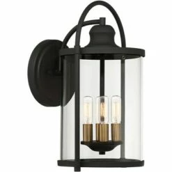 John Timberland Farmhouse Outdoor Wall Light Fixture Black Brass 17" Clear Glass for Exterior House Porch Patio Outside Entryway -Outdoor Lighting Sales Shop unnamed file 3379