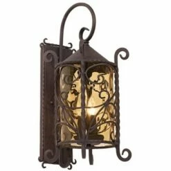 John Timberland Rustic Outdoor Wall Light Fixture Dark Walnut Iron Scroll 23 3/4" Champagne Hammered Glass for Exterior House Deck -Outdoor Lighting Sales Shop unnamed file 3390
