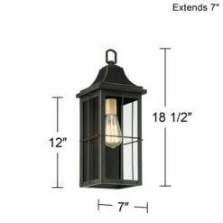 John Timberland Traditional Outdoor Wall Light Fixture Black Warm Gold 18 1/2" Clear Glass Panels for Exterior House Porch Patio -Outdoor Lighting Sales Shop unnamed file 3406