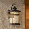 Franklin Iron Works Industrial Vintage Rustic Outdoor Wall Light Fixture LED Bronze 11 1/2" Seedy Glass Exterior House