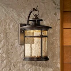 Franklin Iron Works Industrial Vintage Rustic Outdoor Wall Light Fixture LED Bronze 11 1/2" Seedy Glass Exterior House