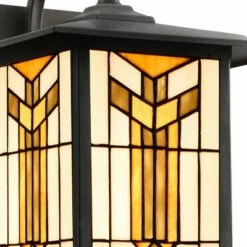 11.75" 1-Light Prairie Craftsman Style Stained Glass Outdoor Lantern Wall Sconce Bronze - River of Goods -Outdoor Lighting Sales Shop unnamed file 3419