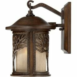 John Timberland Mission Outdoor Wall Light Fixture Bronze Tree Motif 12 1/4" Amber Glass Lantern for Exterior House Porch Patio -Outdoor Lighting Sales Shop unnamed file 3427