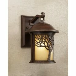 John Timberland Mission Outdoor Wall Light Fixture Bronze Tree Motif 12 1/4" Amber Glass Lantern for Exterior House Porch Patio -Outdoor Lighting Sales Shop unnamed file 3428