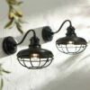 Franklin Iron Works Vintage Industrial Outdoor Barn Wall Light Fixtures Set of 2 Black Iron 9" Gooseneck Arm Glass Exterior House -Outdoor Lighting Sales Shop unnamed file 3436