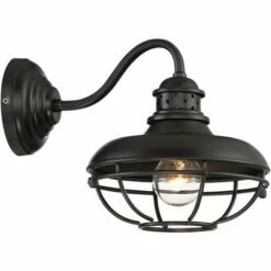 Franklin Iron Works Vintage Industrial Outdoor Barn Wall Light Fixtures Set of 2 Black Iron 9" Gooseneck Arm Glass Exterior House -Outdoor Lighting Sales Shop unnamed file 3441