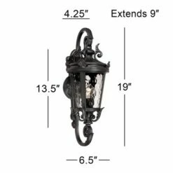 John Timberland Traditional Outdoor Wall Light Fixture Black Steel Scroll 19" Clear Hammered Glass for Exterior House Porch Patio -Outdoor Lighting Sales Shop unnamed file 3448