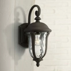 John Timberland Traditional Outdoor Wall Light Fixture Bronze 16 3/4" Clear Hammered Glass for Exterior House Porch Patio Deck