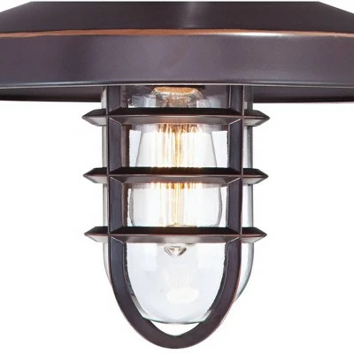 John Timberland Industrial Outdoor Barn Light Wall Fixture Painted Bronze Cage 16 3/4" Clear Glass for Exterior House Porch Patio 4 John Timberland Industrial Outdoor Barn Light Wall Fixture Painted Bronze Cage 16 3/4" Clear Glass for Exterior House Porch Patio - Image 2