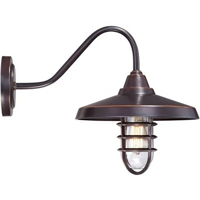 John Timberland Industrial Outdoor Barn Light Wall Fixture Painted Bronze Cage 16 3/4" Clear Glass for Exterior House Porch Patio 7 John Timberland Industrial Outdoor Barn Light Wall Fixture Painted Bronze Cage 16 3/4" Clear Glass for Exterior House Porch Patio - Image 5