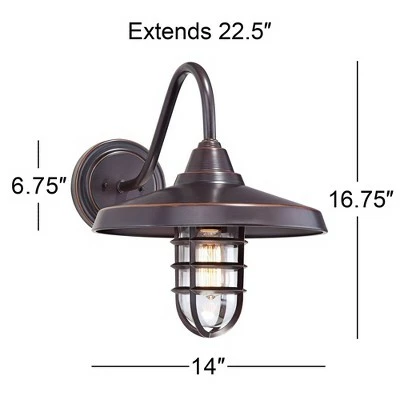 John Timberland Industrial Outdoor Barn Light Wall Fixture Painted Bronze Cage 16 3/4" Clear Glass for Exterior House Porch Patio 8 John Timberland Industrial Outdoor Barn Light Wall Fixture Painted Bronze Cage 16 3/4" Clear Glass for Exterior House Porch Patio - Image 6