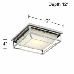 Possini Euro Design Modern Outdoor Ceiling Light Fixture LED Matte Nickel 12" Frosted Bonded Glass Damp Rated for Exterior House -Outdoor Lighting Sales Shop unnamed file 349