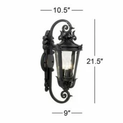 John Timberland Mediterranean Outdoor Wall Light Fixture Black Scroll Arm 21 1/2" Clear Hammered Glass for House Porch Patio -Outdoor Lighting Sales Shop unnamed file 3512