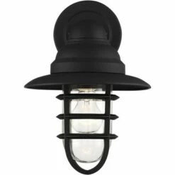 John Timberland Industrial Farmhouse Outdoor Barn Light Fixture Black 13" Hood Cage Clear Glass Exterior House Porch Patio Home -Outdoor Lighting Sales Shop unnamed file 3524