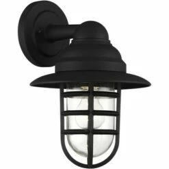 John Timberland Industrial Farmhouse Outdoor Barn Light Fixture Black 13" Hood Cage Clear Glass Exterior House Porch Patio Home -Outdoor Lighting Sales Shop unnamed file 3525