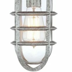 John Timberland Farmhouse Outdoor Wall Light Fixture Galvanized Steel 13 1/4" Caged Clear Glass for Barn House Porch Patio -Outdoor Lighting Sales Shop unnamed file 3538