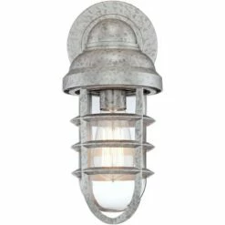 John Timberland Farmhouse Outdoor Wall Light Fixture Galvanized Steel 13 1/4" Caged Clear Glass for Barn House Porch Patio -Outdoor Lighting Sales Shop unnamed file 3539
