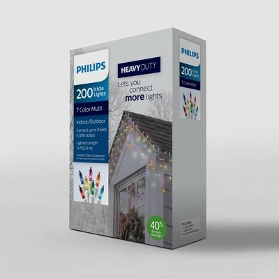 Philips 200ct Christmas Incandescent Heavy Duty Icicle String Lights Multicolored with White Wire 1 Philips 200ct Christmas Incandescent Heavy Duty Icicle String Lights Multicolored with White Wire
