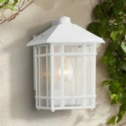 Kathy Ireland Sierra Craftsman 11" High White Outdoor Wall Light