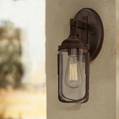 Franklin Iron Works Vintage Industrial Outdoor Wall Light Fixture Bronze 15" Clear Glass Edison Bulb for Exterior House Porch 3 Franklin Iron Works Vintage Industrial Outdoor Wall Light Fixture Bronze 15" Clear Glass Edison Bulb for Exterior House Porch