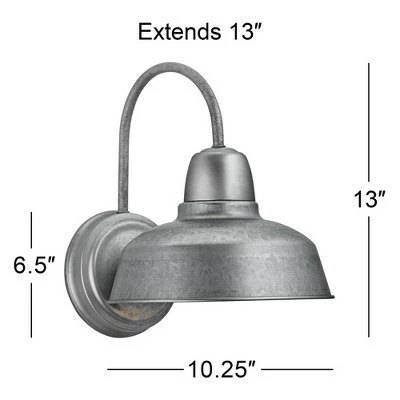 John Timberland Farmhouse Outdoor Wall Light Fixture Urban Barn Galvanized Steel Gooseneck 13" for Exterior House Porch Patio 6 John Timberland Farmhouse Outdoor Wall Light Fixture Urban Barn Galvanized Steel Gooseneck 13" for Exterior House Porch Patio - Image 5