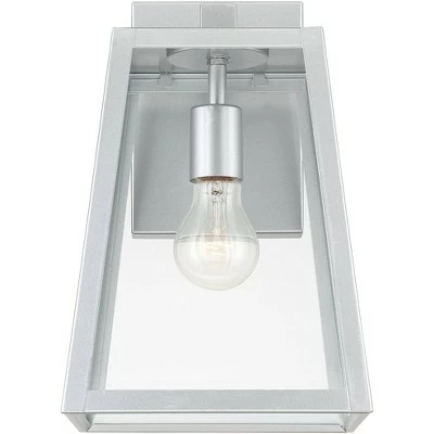 John Timberland Modern Outdoor Wall Light Fixture Sleek Silver Steel 13" Clear Glass for Exterior House Porch Patio Deck 3 John Timberland Modern Outdoor Wall Light Fixture Sleek Silver Steel 13" Clear Glass for Exterior House Porch Patio Deck - Image 3