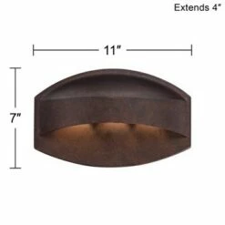 Possini Euro Design Modern Outdoor Wall Light Fixture LED Bronze 11" Wide Eyebrow Dark Sky for Exterior House Porch Patio Deck -Outdoor Lighting Sales Shop unnamed file 3619