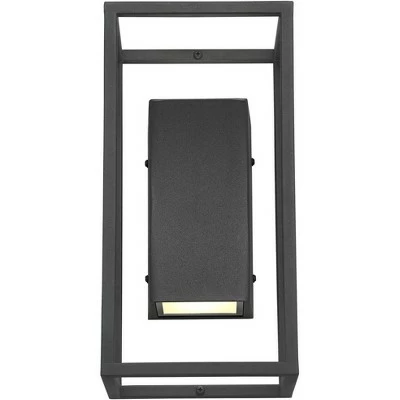 Possini Euro Design Modern Outdoor Wall Light Fixture LED Textured Black Box 14" Sanded Glass Up Down for House Porch Patio Deck 5 Possini Euro Design Modern Outdoor Wall Light Fixture LED Textured Black Box 14" Sanded Glass Up Down for House Porch Patio Deck - Image 3