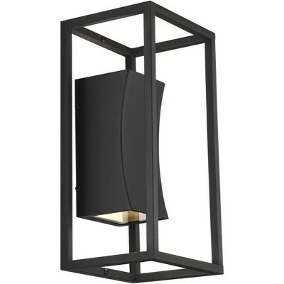 Possini Euro Design Modern Outdoor Wall Light Fixture LED Textured Black Box 14" Sanded Glass Up Down for House Porch Patio Deck 6 Possini Euro Design Modern Outdoor Wall Light Fixture LED Textured Black Box 14" Sanded Glass Up Down for House Porch Patio Deck - Image 4