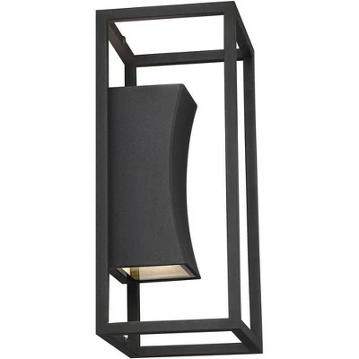 Possini Euro Design Modern Outdoor Wall Light Fixture LED Textured Black Box 14" Sanded Glass Up Down for House Porch Patio Deck 7 Possini Euro Design Modern Outdoor Wall Light Fixture LED Textured Black Box 14" Sanded Glass Up Down for House Porch Patio Deck - Image 5
