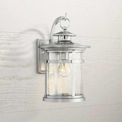 Franklin Iron Works Industrial Outdoor Wall Light Fixture Chrome 11 1/2" Clear Seedy Glass Lantern for Exterior House Porch Patio 3 Franklin Iron Works Industrial Outdoor Wall Light Fixture Chrome 11 1/2" Clear Seedy Glass Lantern for Exterior House Porch Patio