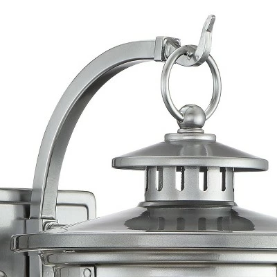 Franklin Iron Works Industrial Outdoor Wall Light Fixture Chrome 11 1/2" Clear Seedy Glass Lantern for Exterior House Porch Patio 5 Franklin Iron Works Industrial Outdoor Wall Light Fixture Chrome 11 1/2" Clear Seedy Glass Lantern for Exterior House Porch Patio - Image 3