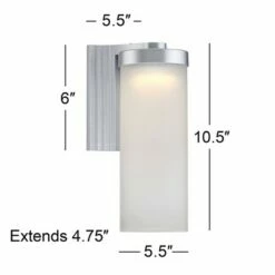 Possini Euro Design Modern Outdoor Wall Light Fixtures Set of 2 LED Silver 10 1/2" Open Bottom Frosted Glass for House Porch Patio -Outdoor Lighting Sales Shop unnamed file 3644