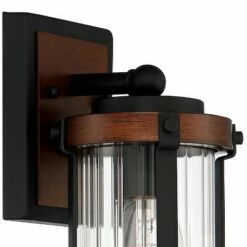 John Timberland Modern Rustic Outdoor Wall Light Fixture Black Aluminum Dark Wood Finish 11 3/4" Clear Glass Exterior House Porch Patio -Outdoor Lighting Sales Shop unnamed file 3649