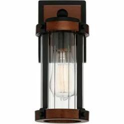 John Timberland Modern Rustic Outdoor Wall Light Fixture Black Aluminum Dark Wood Finish 11 3/4" Clear Glass Exterior House Porch Patio -Outdoor Lighting Sales Shop unnamed file 3650
