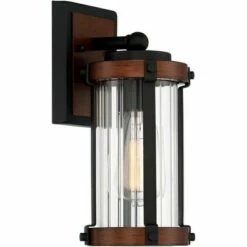 John Timberland Modern Rustic Outdoor Wall Light Fixture Black Aluminum Dark Wood Finish 11 3/4" Clear Glass Exterior House Porch Patio -Outdoor Lighting Sales Shop unnamed file 3651
