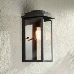 John Timberland Rustic Industrial Outdoor Wall Light Fixture Textured Black Metal 14" Clear Glass for Exterior House Porch Patio -Outdoor Lighting Sales Shop unnamed file 3658