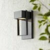 Possini Euro Design Modern Outdoor Wall Light Fixture LED Textured Black 9 1/2" Crystal Diffuser Downlight for Exterior House