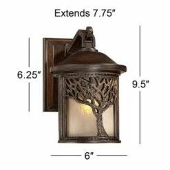 John Timberland Rustic Outdoor Wall Light Fixture Bronze 9 1/2" Tree Etched Glass Sconce for Exterior House Deck Patio Porch Lighting -Outdoor Lighting Sales Shop unnamed file 3686