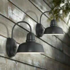 John Timberland Industrial Outdoor Wall Light Fixtures Set of 2 Black Metal 11 1/4" for Exterior House Porch Patio Outside Home