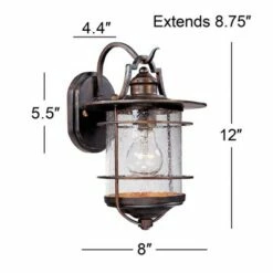 Franklin Iron Works Industrial Rustic Outdoor Light Fixture Vintage Bronze 12" Clear Seedy Glass for Exterior House Porch Patio -Outdoor Lighting Sales Shop unnamed file 3739