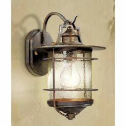 Franklin Iron Works Industrial Rustic Outdoor Light Fixture Vintage Bronze 12" Clear Seedy Glass for Exterior House Porch Patio -Outdoor Lighting Sales Shop unnamed file 3740