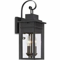 Franklin Iron Works Traditional Outdoor Wall Light Fixture Lantern Black Specked Gray 17" Clear Glass Panels for House Porch Patio -Outdoor Lighting Sales Shop unnamed file 3758