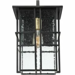 Possini Euro Design Modern Outdoor Wall Light Fixture Black Geometric Frame 12" Seedy Glass for Exterior House Porch Patio Deck -Outdoor Lighting Sales Shop unnamed file 3764