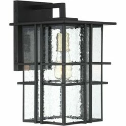 Possini Euro Design Modern Outdoor Wall Light Fixture Black Geometric Frame 12" Seedy Glass for Exterior House Porch Patio Deck -Outdoor Lighting Sales Shop unnamed file 3765