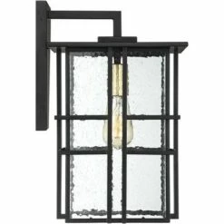 Possini Euro Design Modern Outdoor Wall Light Fixture Black Geometric Frame 12" Seedy Glass for Exterior House Porch Patio Deck -Outdoor Lighting Sales Shop unnamed file 3766