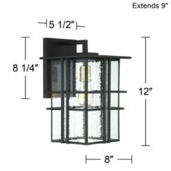 Possini Euro Design Modern Outdoor Wall Light Fixture Black Geometric Frame 12" Seedy Glass for Exterior House Porch Patio Deck -Outdoor Lighting Sales Shop unnamed file 3767