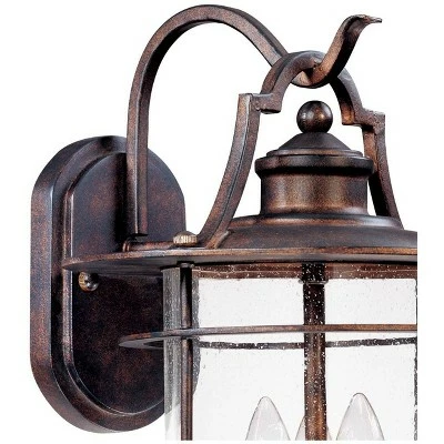 Franklin Iron Works Industrial Rustic Outdoor Light Fixture Bronze 16 1/4" Clear Seedy Glass Lantern for Exterior House Porch 4 Franklin Iron Works Industrial Rustic Outdoor Light Fixture Bronze 16 1/4" Clear Seedy Glass Lantern for Exterior House Porch - Image 2